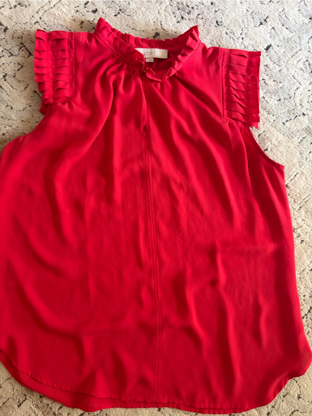 LOFT Bright Red Ruffled Sleeveless Top